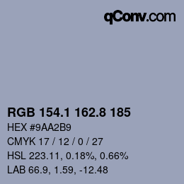 Color code: RGB 154.1 162.8 185 | qconv.com