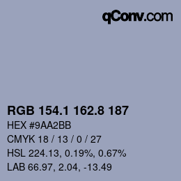 Farbcode: RGB 154.1 162.8 187 | qconv.com