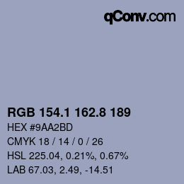 Color code: RGB 154.1 162.8 189 | qconv.com
