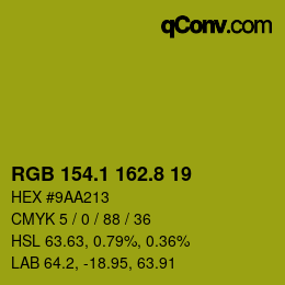 カラーコード: RGB 154.1 162.8 19 | qconv.com