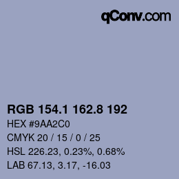 Farbcode: RGB 154.1 162.8 192 | qconv.com