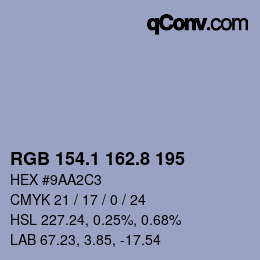 カラーコード: RGB 154.1 162.8 195 | qconv.com