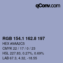Color code: RGB 154.1 162.8 197 | qconv.com