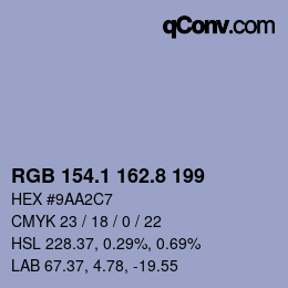 Color code: RGB 154.1 162.8 199 | qconv.com