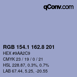 Farbcode: RGB 154.1 162.8 201 | qconv.com