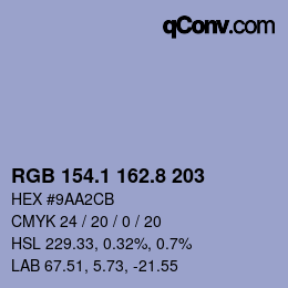 Color code: RGB 154.1 162.8 203 | qconv.com