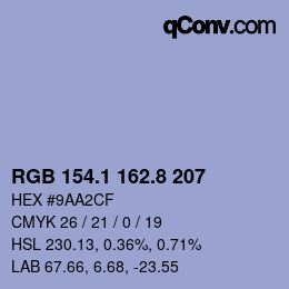 Color code: RGB 154.1 162.8 207 | qconv.com