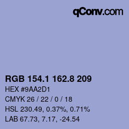 カラーコード: RGB 154.1 162.8 209 | qconv.com