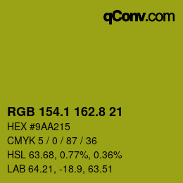カラーコード: RGB 154.1 162.8 21 | qconv.com