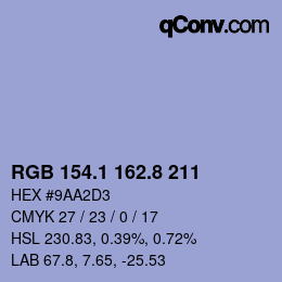 Color code: RGB 154.1 162.8 211 | qconv.com