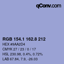 Color code: RGB 154.1 162.8 212 | qconv.com