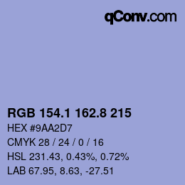 Código de color: RGB 154.1 162.8 215 | qconv.com