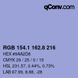 Color code: RGB 154.1 162.8 216 | qconv.com
