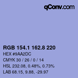 Color code: RGB 154.1 162.8 220 | qconv.com