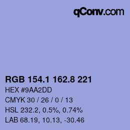 Color code: RGB 154.1 162.8 221 | qconv.com