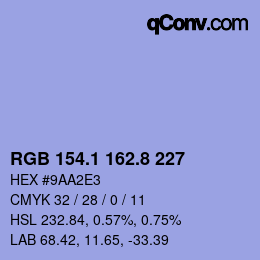Color code: RGB 154.1 162.8 227 | qconv.com