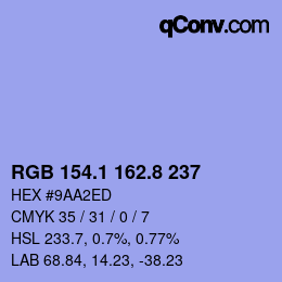 カラーコード: RGB 154.1 162.8 237 | qconv.com