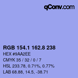 カラーコード: RGB 154.1 162.8 238 | qconv.com