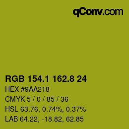 カラーコード: RGB 154.1 162.8 24 | qconv.com