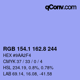 カラーコード: RGB 154.1 162.8 244 | qconv.com