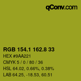 カラーコード: RGB 154.1 162.8 33 | qconv.com