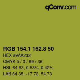 カラーコード: RGB 154.1 162.8 50 | qconv.com