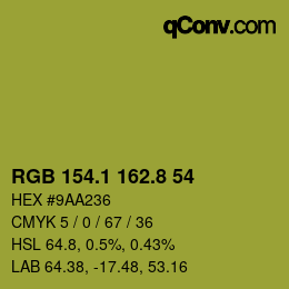 カラーコード: RGB 154.1 162.8 54 | qconv.com