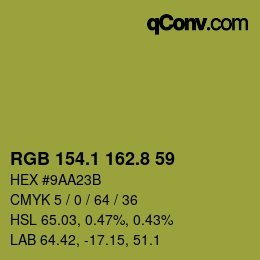 カラーコード: RGB 154.1 162.8 59 | qconv.com