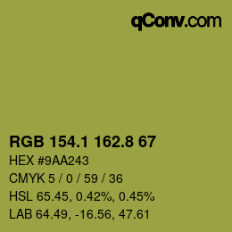 カラーコード: RGB 154.1 162.8 67 | qconv.com
