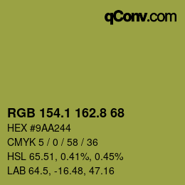 カラーコード: RGB 154.1 162.8 68 | qconv.com