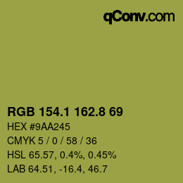 カラーコード: RGB 154.1 162.8 69 | qconv.com