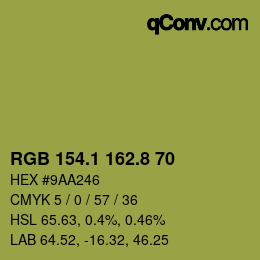 カラーコード: RGB 154.1 162.8 70 | qconv.com
