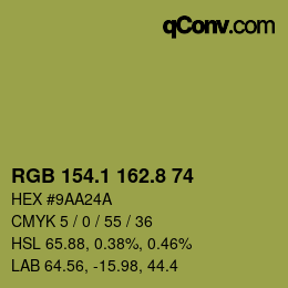 カラーコード: RGB 154.1 162.8 74 | qconv.com