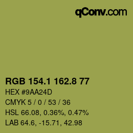 カラーコード: RGB 154.1 162.8 77 | qconv.com