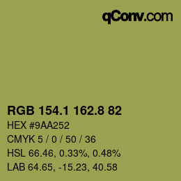カラーコード: RGB 154.1 162.8 82 | qconv.com