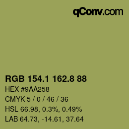 カラーコード: RGB 154.1 162.8 88 | qconv.com