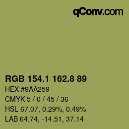 Farbcode: RGB 154.1 162.8 89 | qconv.com
