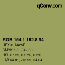 Color code: RGB 154.1 162.8 94 | qconv.com
