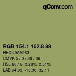Color code: RGB 154.1 162.8 99 | qconv.com