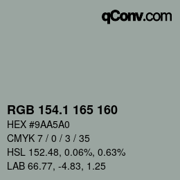 Color code: RGB 154.1 165 160 | qconv.com