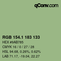 カラーコード: RGB 154.1 183 133 | qconv.com
