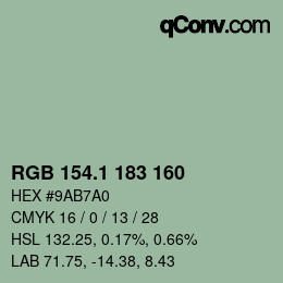 カラーコード: RGB 154.1 183 160 | qconv.com
