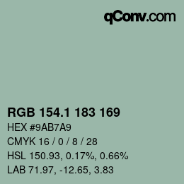 Color code: RGB 154.1 183 169 | qconv.com