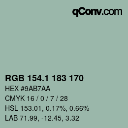カラーコード: RGB 154.1 183 170 | qconv.com