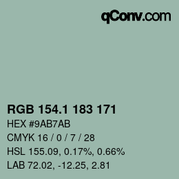 カラーコード: RGB 154.1 183 171 | qconv.com