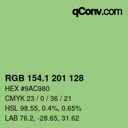 カラーコード: RGB 154.1 201 128 | qconv.com