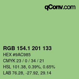 カラーコード: RGB 154.1 201 133 | qconv.com