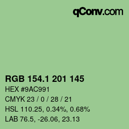 カラーコード: RGB 154.1 201 145 | qconv.com