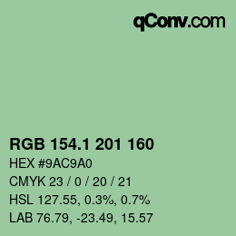 カラーコード: RGB 154.1 201 160 | qconv.com