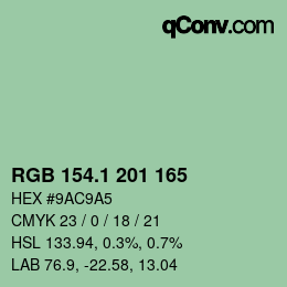カラーコード: RGB 154.1 201 165 | qconv.com
